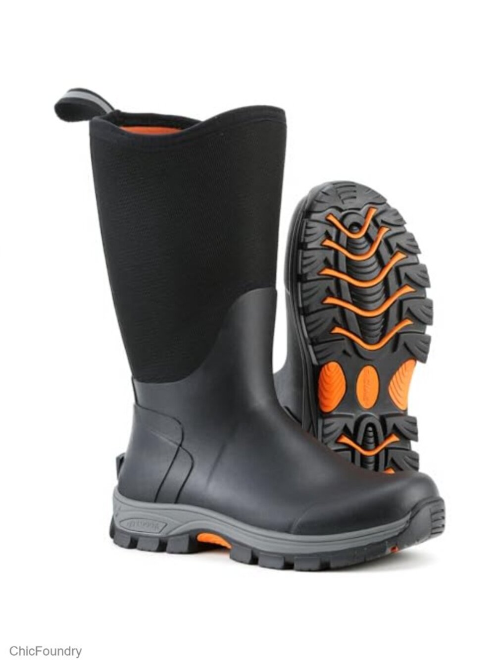 Men's Waterproof Rubber Rain Boots Insulated Hunting Boot Calf High